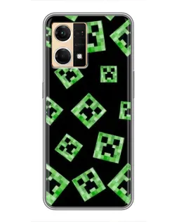 Чехол для OPPO Reno7 Pro 5G с картинкой «Паттерн с криперами»
