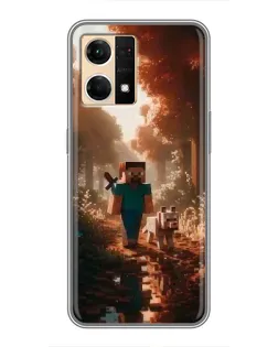 Чехол для OPPO Reno7 Pro 5G с картинкой «Стив в лесу»