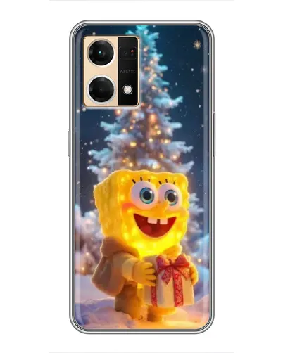 Чехол для OPPO Reno7 Pro 5G с картинкой «Рождественский Спанч Боб»