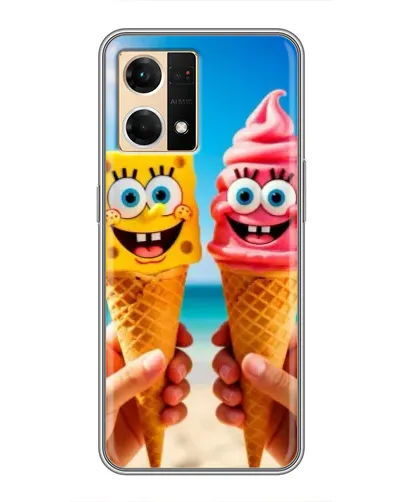 Чехол для OPPO Reno7 Pro 5G с картинкой «Спанч Боб мороженое»
