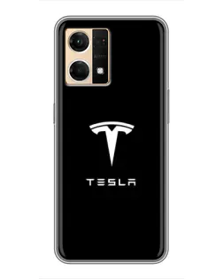 Чехол для OPPO Reno7 Pro 5G с картинкой «Tesla White Logo»