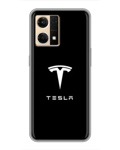 Чехол для OPPO Reno7 Pro 5G с картинкой «Tesla White Logo»