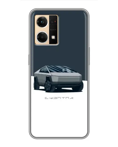 Чехол для OPPO Reno7 Pro 5G с картинкой «Серебристый Cybertruck Tesla»