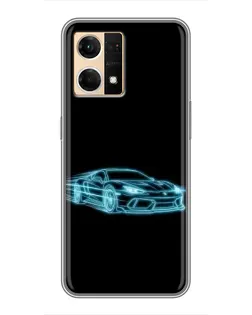 Чехол для OPPO Reno7 Pro 5G с картинкой «Неоновый контур Lamborghini»