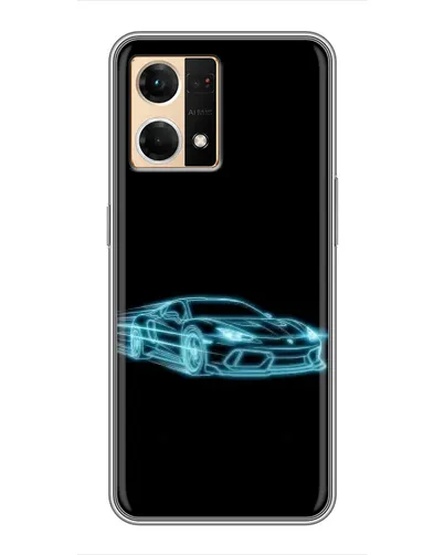 Чехол для OPPO Reno7 Pro 5G с картинкой «Неоновый контур Lamborghini»