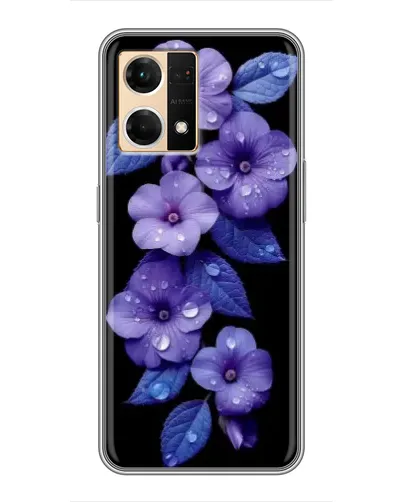 Чехол для OPPO Reno7 Pro 5G с картинкой «Фиолетовые цветы с росою»