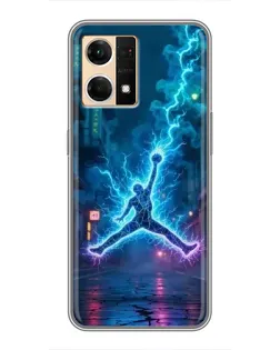 Чехол для OPPO Reno7 4G с картинкой «Jordan Gold Jumpman»