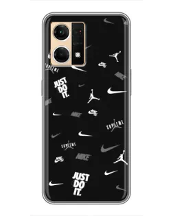 Чехол для OPPO Reno7 4G с картинкой «Nike Black Pattern»