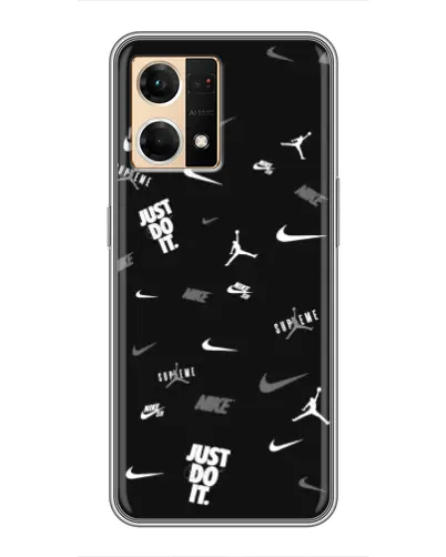 Чехол для OPPO Reno7 4G с картинкой «Nike Black Pattern»