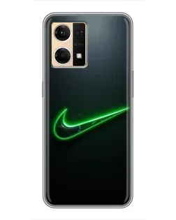 Чехол для OPPO Reno7 4G с картинкой «Неоновый контур Nike»