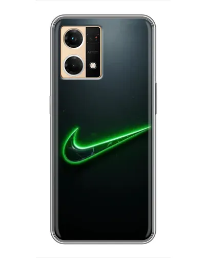 Чехол для OPPO Reno7 4G с картинкой «Неоновый контур Nike»