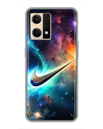 Чехол для OPPO Reno7 4G с картинкой «Космический Nike Swoosh»