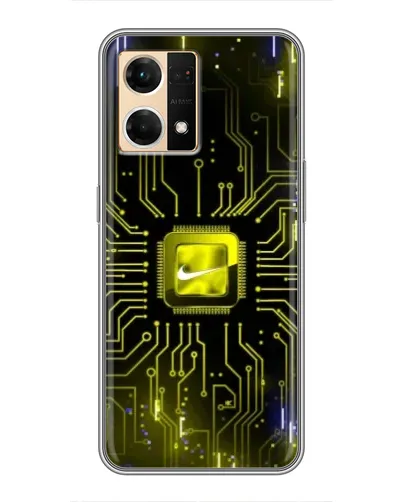Чехол для OPPO Reno7 4G с картинкой «Nike — золотая искра»