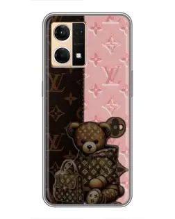 Чехол для OPPO Reno7 4G с картинкой «Мишка в стиле LV»