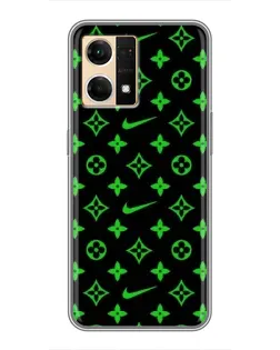 Чехол для OPPO Reno7 4G с картинкой «Неоновый принт LV»