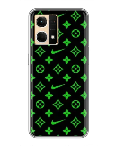 Чехол для OPPO Reno7 4G с картинкой «Неоновый принт LV»