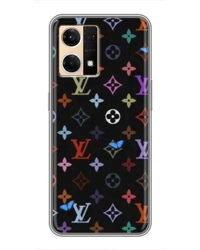 Чехол для OPPO Reno7 4G с картинкой «Цветная монограмма LV»