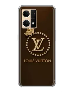 Чехол для OPPO Reno7 4G с картинкой «LV — золотая печать»