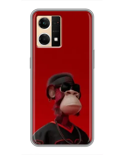 Чехол для OPPO Reno7 4G с картинкой «Bored Ape в красном»