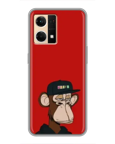 Чехол для OPPO Reno7 4G с картинкой «Bored Ape — красный фон»