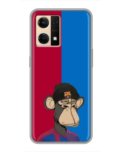 Чехол для OPPO Reno7 4G с картинкой «Bored Ape — фанат Барсы»