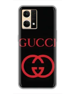 Чехол для OPPO Reno7 4G с картинкой «Gucci — красный логотип»