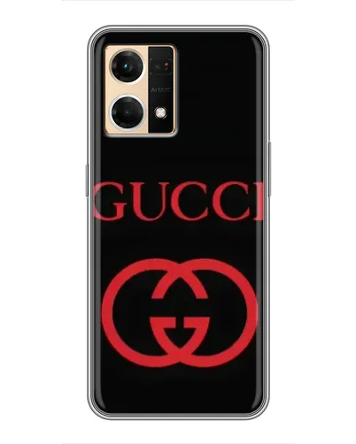 Чехол для OPPO Reno7 4G с картинкой «Gucci — красный логотип»
