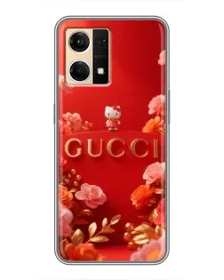 Чехол для OPPO Reno7 4G с картинкой «Gucci — золотой сад»