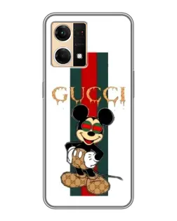 Чехол для OPPO Reno7 4G с картинкой «Микки Маус Gucci — полосы»