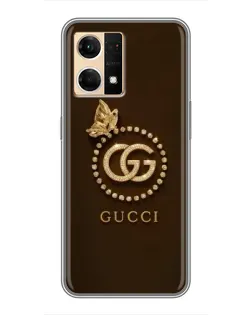 Чехол для OPPO Reno7 4G с картинкой «Gucci — золотая бабочка»