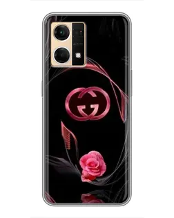 Чехол для OPPO Reno7 4G с картинкой «Gucci — неоновая роза»