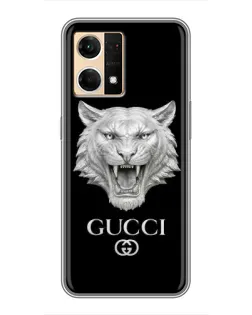 Чехол для OPPO Reno7 4G с картинкой «Gucci — серебряный лев» Чехол для OPPO Reno7 4G с картинкой «Gucci — серебряный лев»