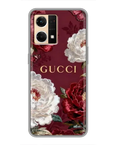Чехол для OPPO Reno7 4G с картинкой «Gucci — бордовые розы» Чехол для OPPO Reno7 4G с картинкой «Gucci — бордовые розы»