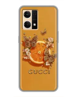 Чехол для OPPO Reno7 4G с картинкой «Gucci — золотые бабочки» Чехол для OPPO Reno7 4G с картинкой «Gucci — золотые бабочки»