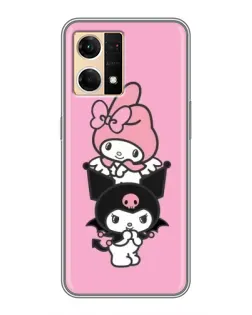 Чехол для OPPO Reno7 4G с картинкой «My Melody и Kuromi» Чехол для OPPO Reno7 4G с картинкой «My Melody и Kuromi»