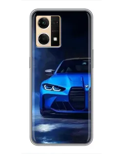 Чохол для OPPO Reno7 4G з картинкою «Блакитна BMW M4»
