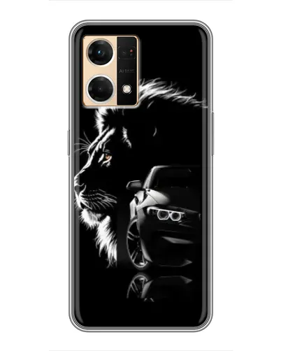 Чехол для OPPO Reno7 4G с картинкой «BMW и лев» Чехол для OPPO Reno7 4G с картинкой «BMW и лев»