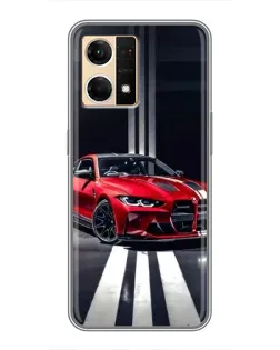 Чохол для OPPO Reno7 4G з картинкою «Червона BMW на дорозі»