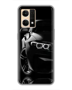 Чохол для OPPO Reno7 4G з картинкою «Чорна BMW — профіль»