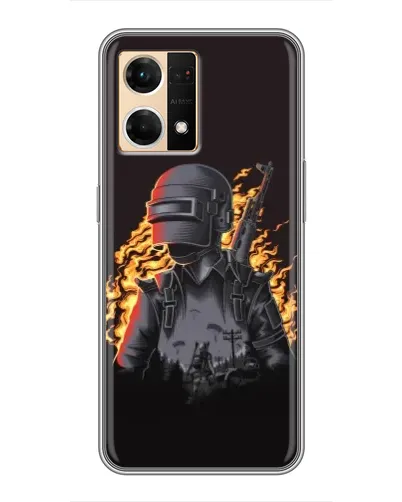 Чехол для OPPO Reno7 4G с картинкой «PUBG — огненный силуэт»