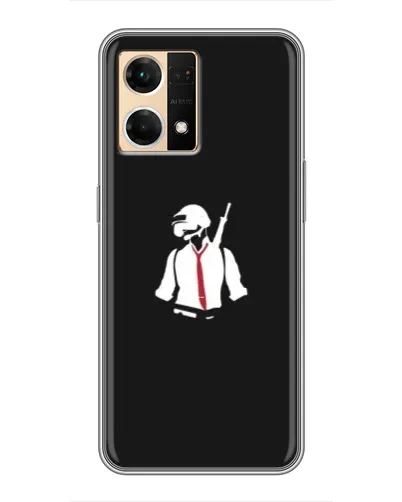 Чехол для OPPO Reno7 4G с картинкой «PUBG — силуэт воина»