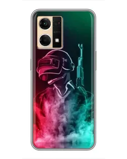 Чехол для OPPO Reno7 4G с картинкой «PUBG — огненный воин»