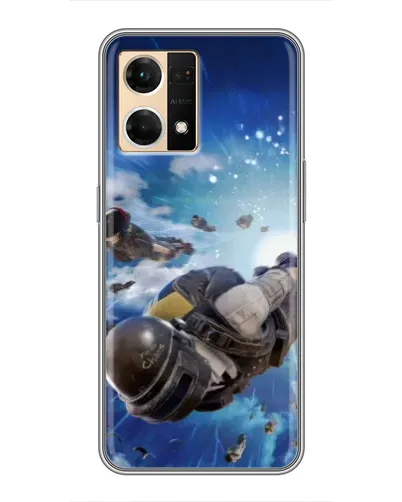 Чехол для OPPO Reno7 4G с картинкой «Десант PUBG — прыжок»