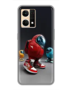 Чехол для OPPO Reno7 4G с картинкой «Among Us — 3D стиль»