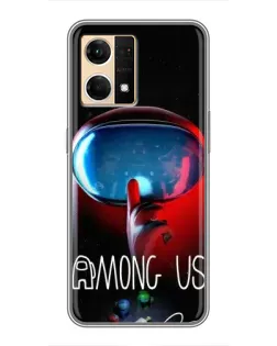 Чехол для OPPO Reno7 4G с картинкой «Красный импостер — макро»