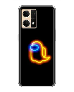 Чехол для OPPO Reno7 4G с картинкой «Among Us неоновое сияние»