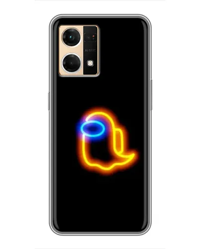 Чехол для OPPO Reno7 4G с картинкой «Among Us неоновое сияние»