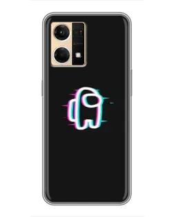 Чехол для OPPO Reno7 4G с картинкой «Among Us неон»