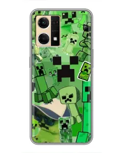 Чехол для OPPO Reno7 4G с картинкой «Криперы Minecraft»