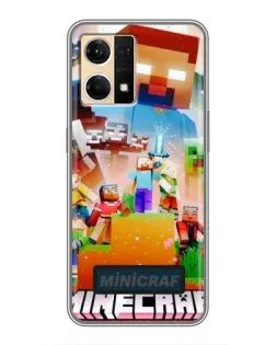 Чехол для OPPO Reno7 4G с картинкой «Minecraft герои игры»
